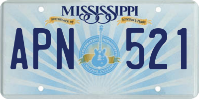 MS license plate APN521