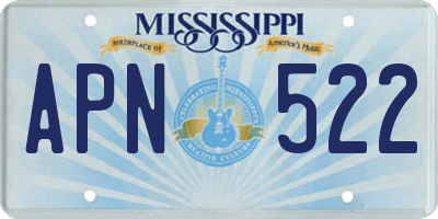 MS license plate APN522