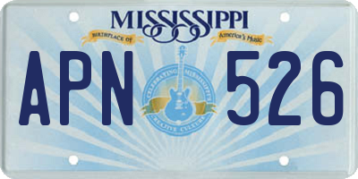 MS license plate APN526