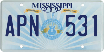MS license plate APN531