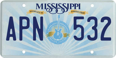 MS license plate APN532