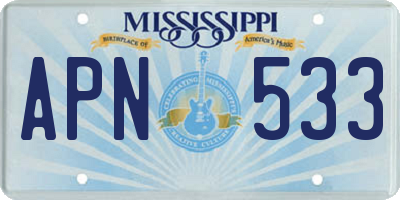 MS license plate APN533
