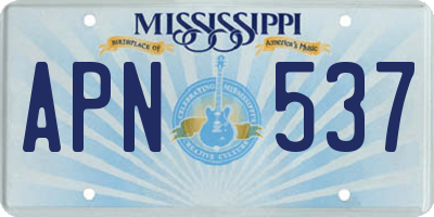 MS license plate APN537