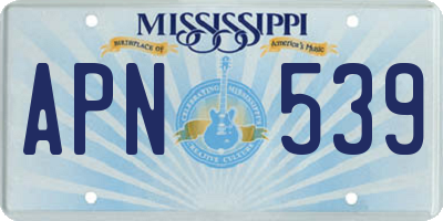 MS license plate APN539