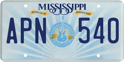 MS license plate APN540