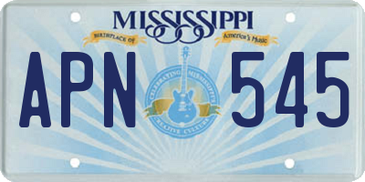 MS license plate APN545