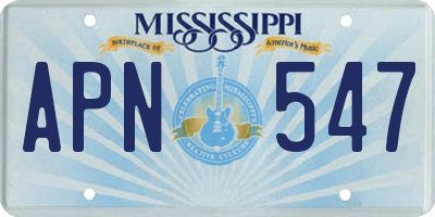 MS license plate APN547