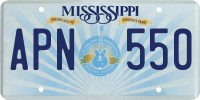 MS license plate APN550