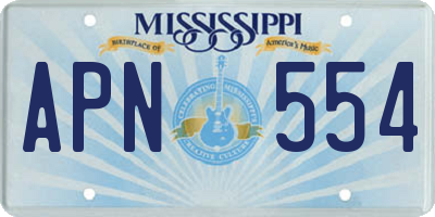 MS license plate APN554