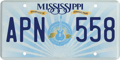 MS license plate APN558