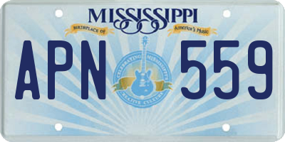 MS license plate APN559