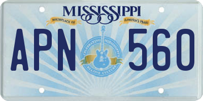 MS license plate APN560