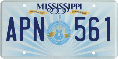 MS license plate APN561