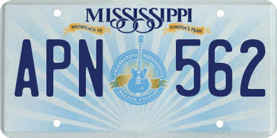 MS license plate APN562