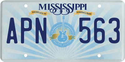MS license plate APN563