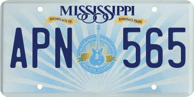 MS license plate APN565
