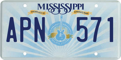 MS license plate APN571