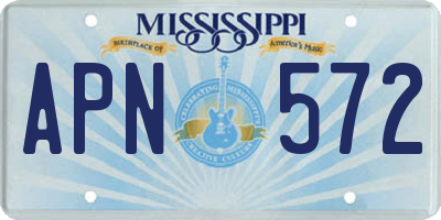 MS license plate APN572