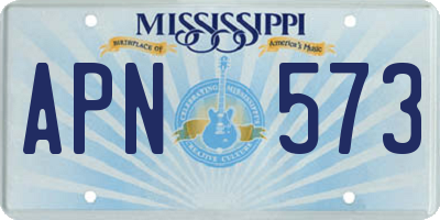 MS license plate APN573