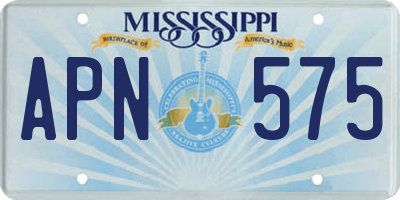 MS license plate APN575