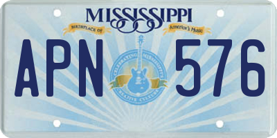 MS license plate APN576