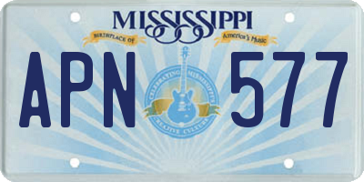MS license plate APN577