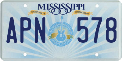 MS license plate APN578
