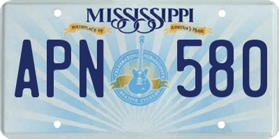 MS license plate APN580