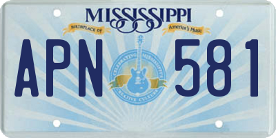MS license plate APN581