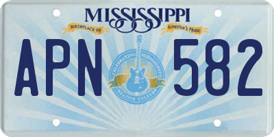 MS license plate APN582