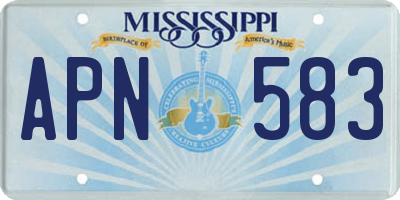 MS license plate APN583