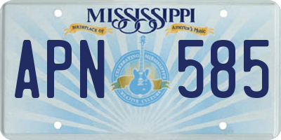 MS license plate APN585