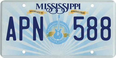 MS license plate APN588