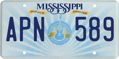 MS license plate APN589