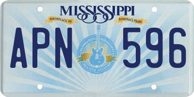 MS license plate APN596