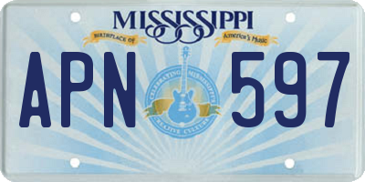 MS license plate APN597