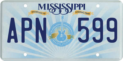 MS license plate APN599