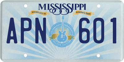 MS license plate APN601