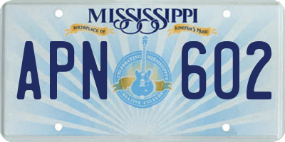 MS license plate APN602