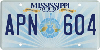 MS license plate APN604
