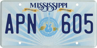 MS license plate APN605