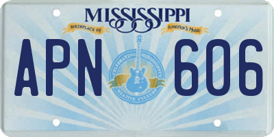 MS license plate APN606