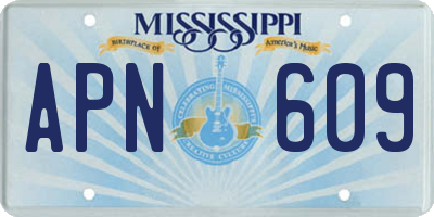 MS license plate APN609