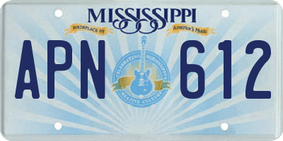 MS license plate APN612