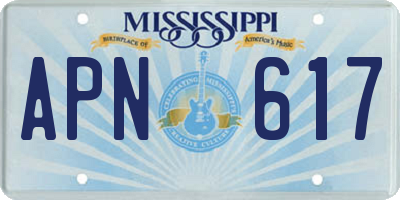 MS license plate APN617