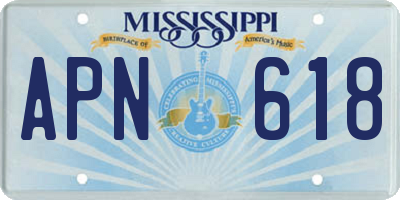 MS license plate APN618