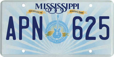 MS license plate APN625