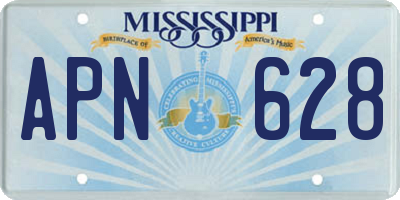 MS license plate APN628