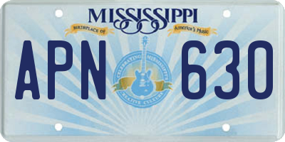 MS license plate APN630