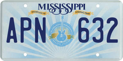 MS license plate APN632
